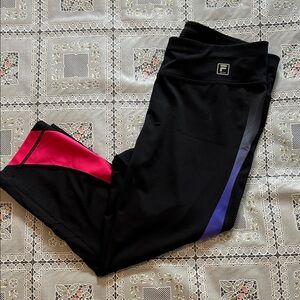 Fila Black Leggings with Pink and Purple Accents